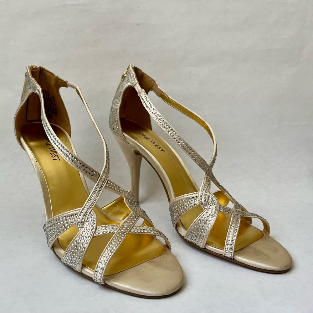 🔵 BOGO Nine West Satin Rhinestone High Heels